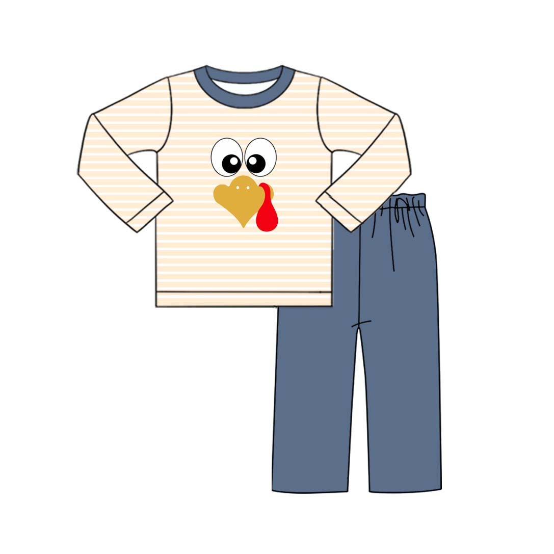 Turkey stripe top pants kids boys Thanksgiving clothes