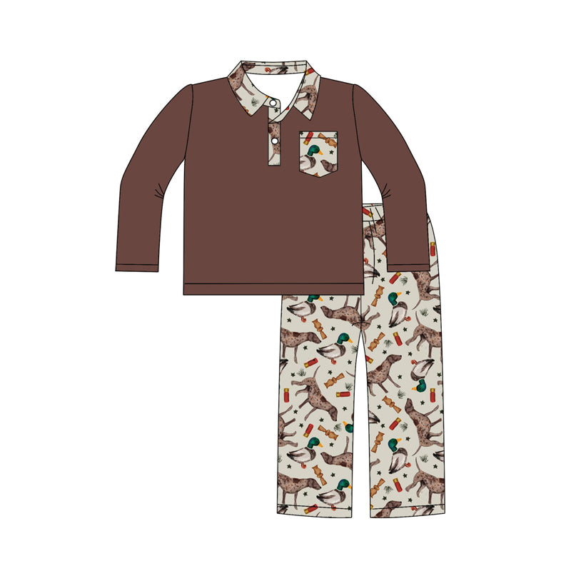 Hunting dog duck call polo shirt pants boys clothing