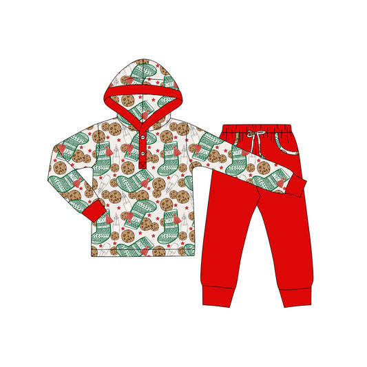 Cookie milk socks hoodie pants kids Christmas outfits