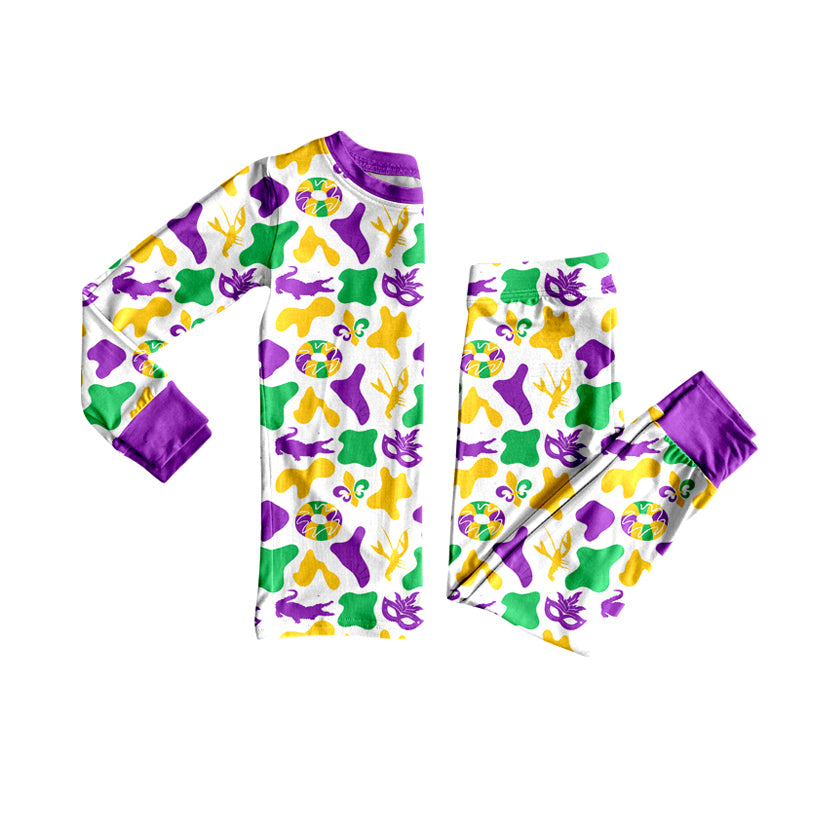 Crocodile crawfish camo baby kids Mardi Gras pajamas