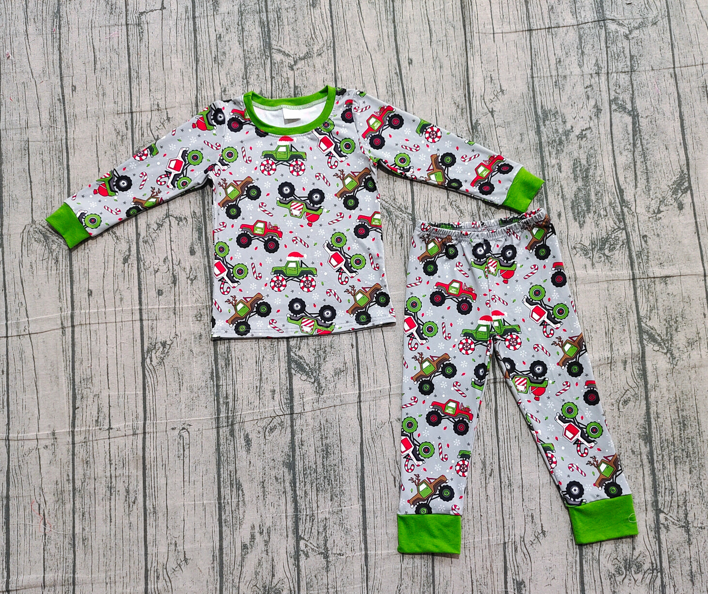 Christmas hat truck candy cane kids boys pajamas