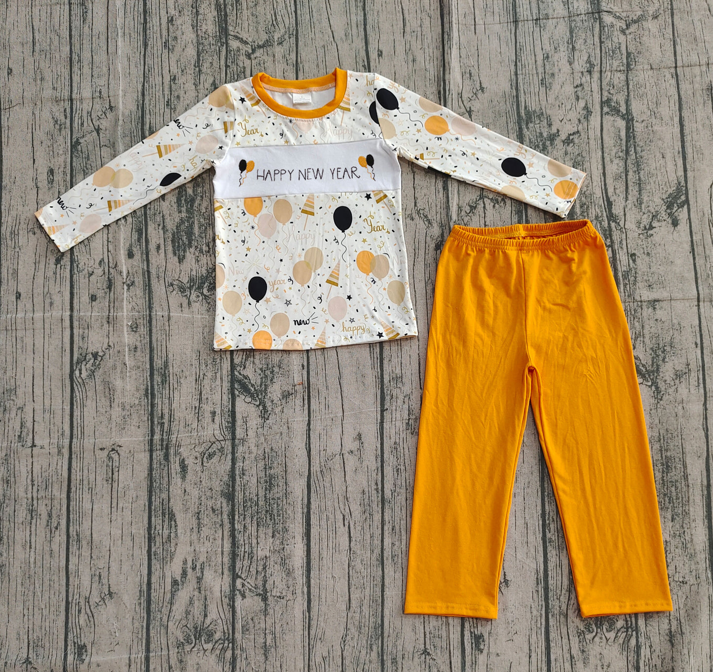 Happy New Year balloon top pants kids boys clothes
