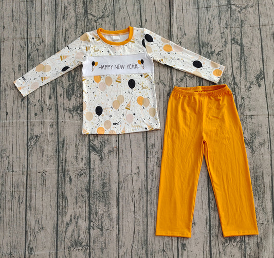 Happy New Year balloon top pants kids boys clothes