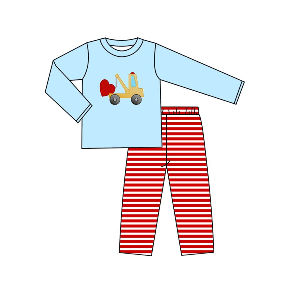 long sleeve valentine's tractor boy outfits