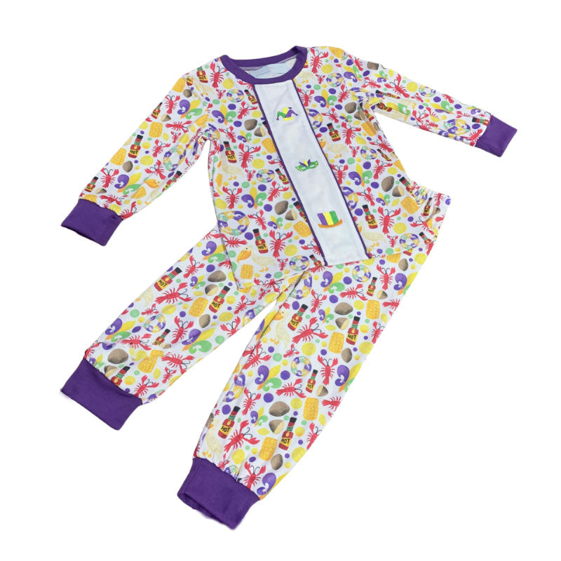 Long sleeves crab mardi gras kids boys set