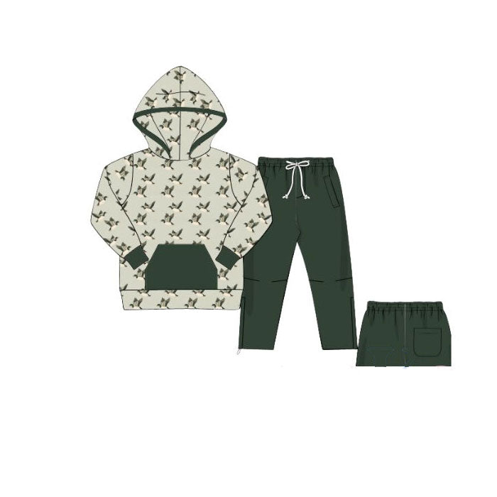 Green duck kids boys long sleeve hoodie set