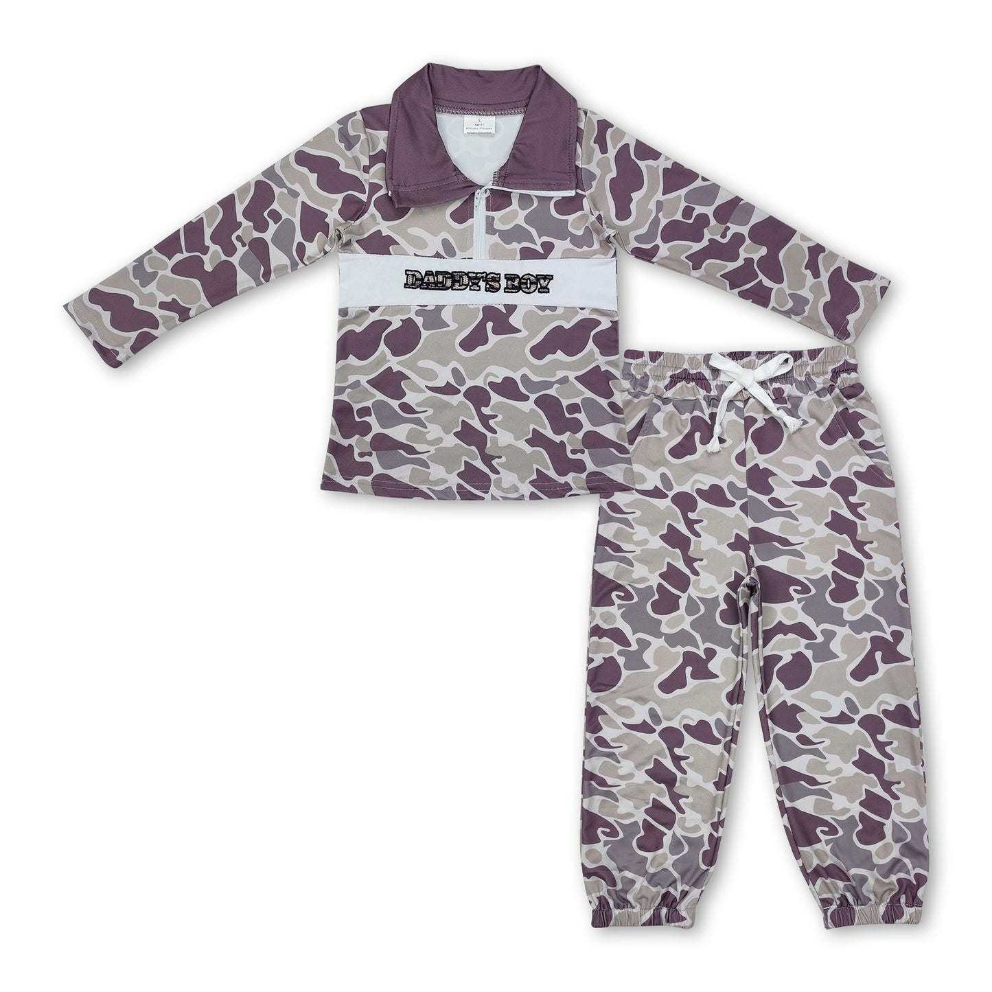 Mama's boy embroidery camo zipper pullover pants outfits