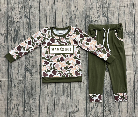 Mama's boy duck dog deer camo top pants children outfits