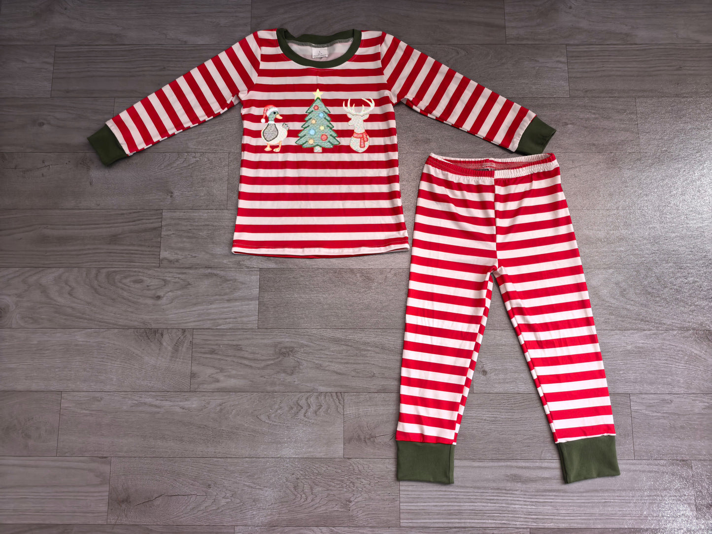 Duck Christmas tree deer embroidery boys pajamas
