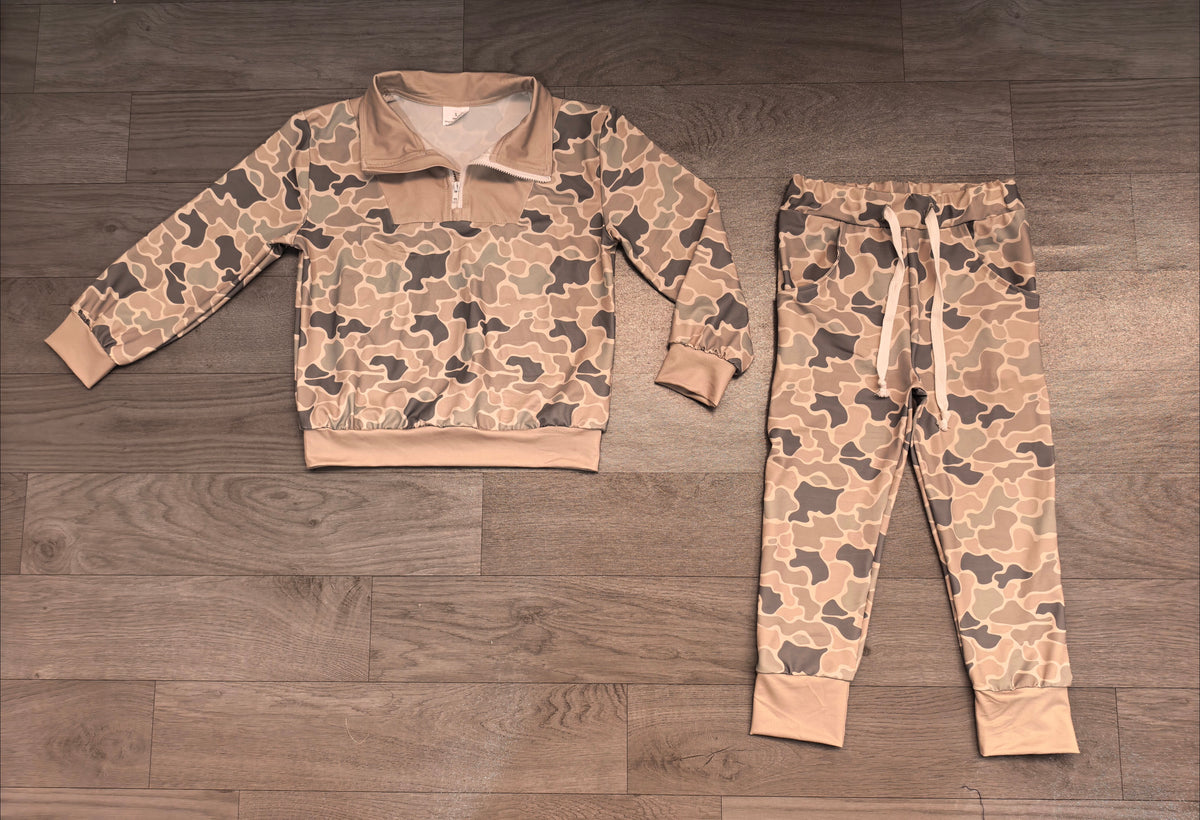 Light camo zipper pullover pants boys outfits