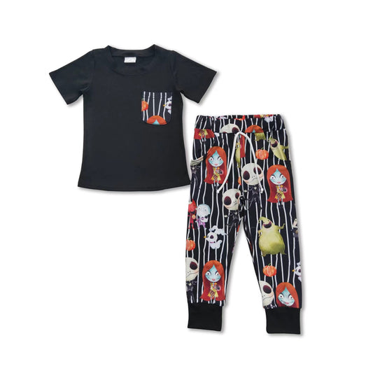 Skull pocket shirt moon halloween kids boy outfits