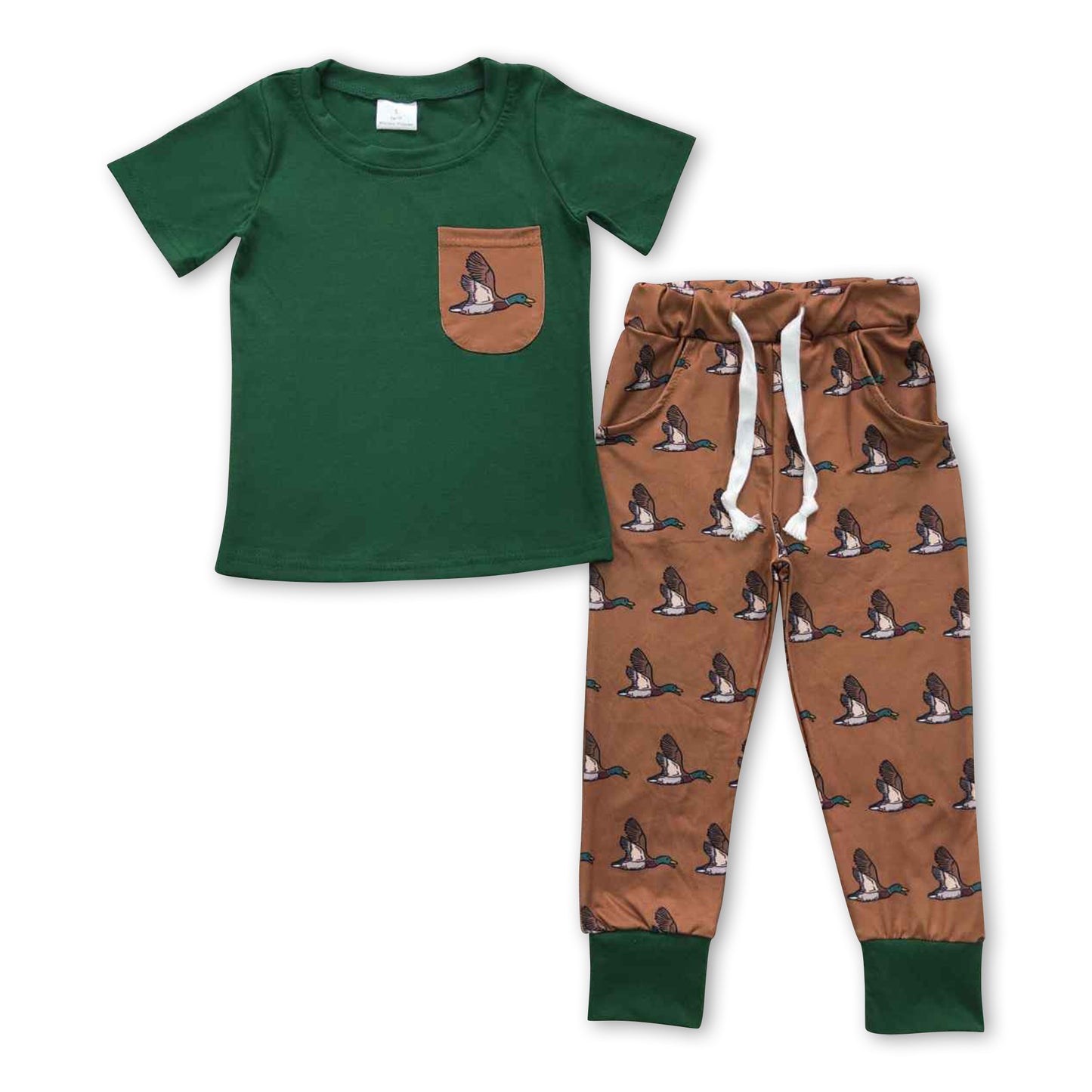 Pocket top duck pants kids boy clothing set ship from US