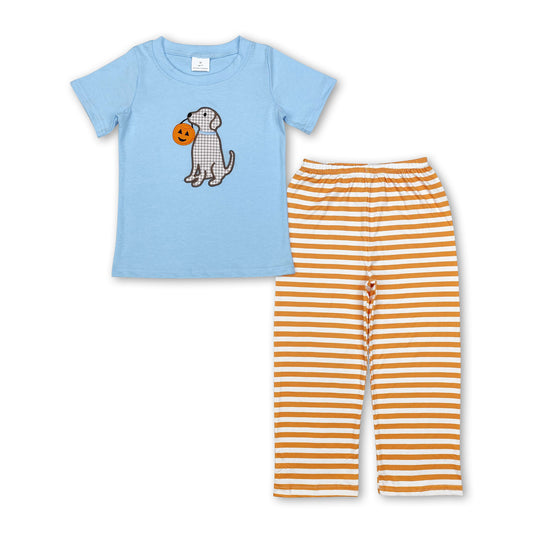Dog pumpkin basket top pants boy Halloween clothes