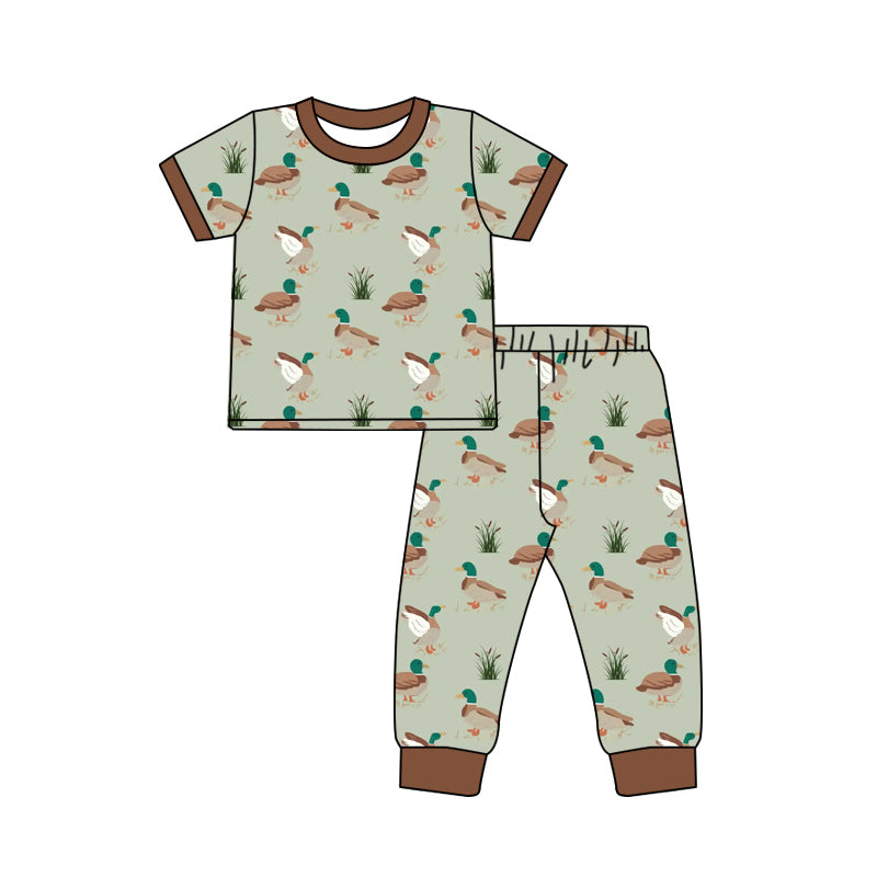 Short sleeves duck top pants baby kids pajamas
