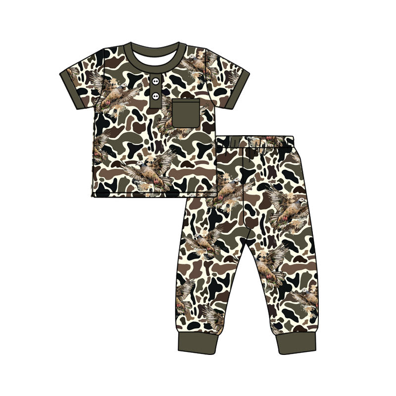 hunting birds camo pocket kids boys set