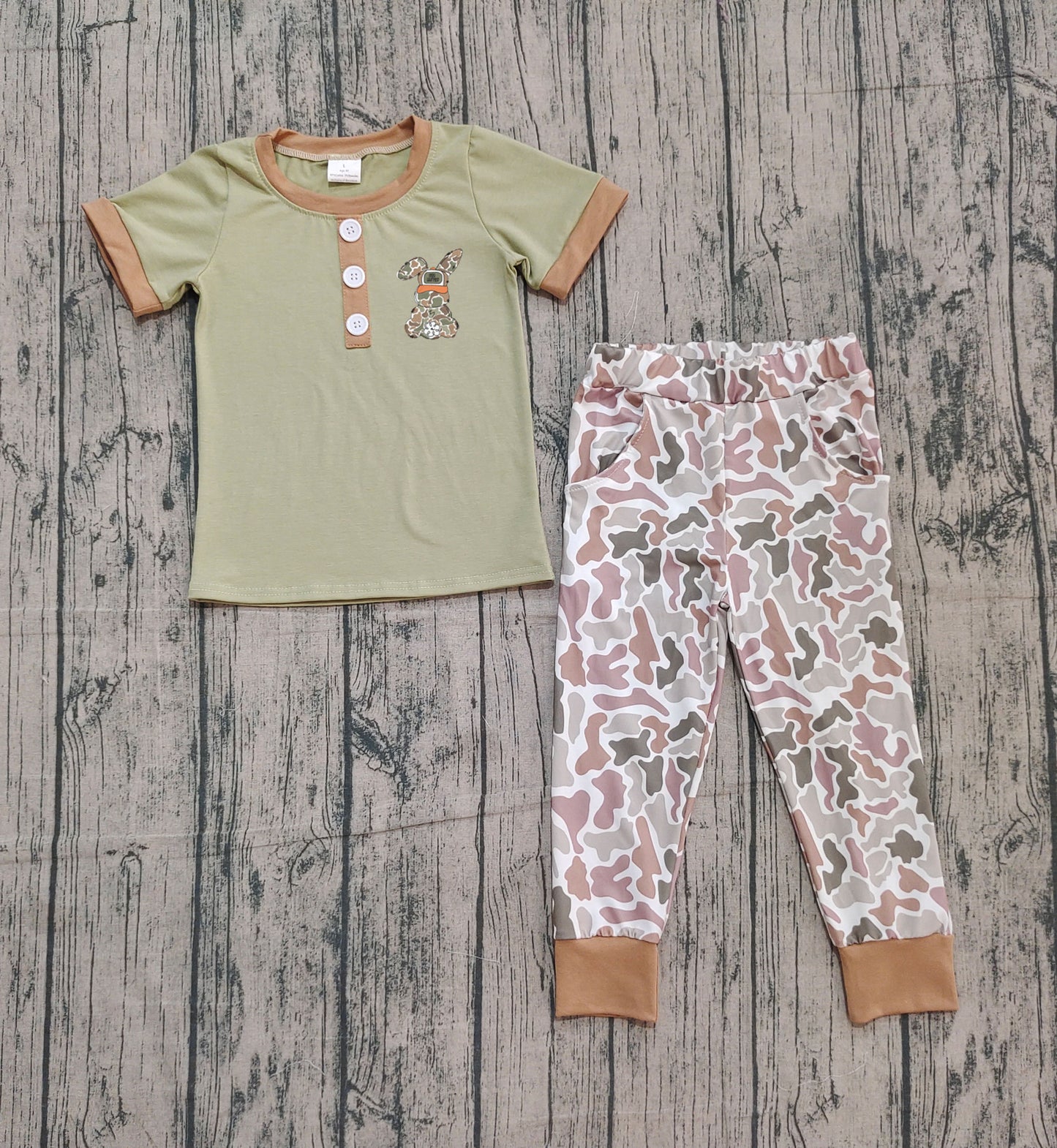 camo rabbit kids boys summer set