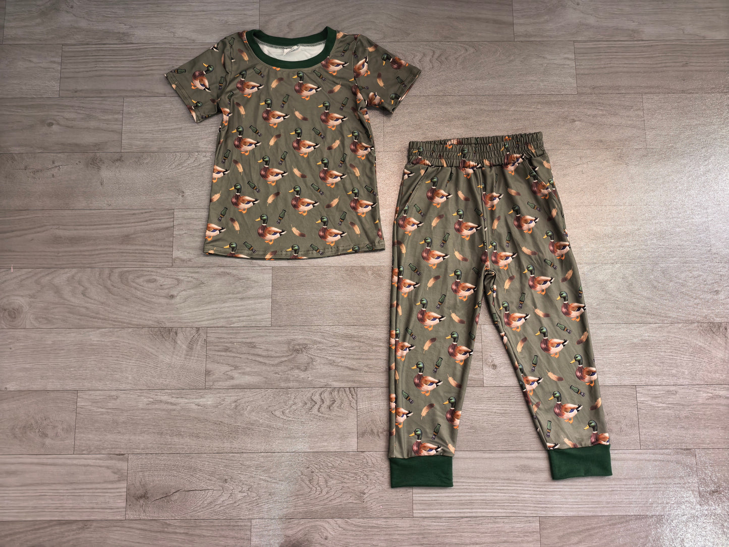 Short sleeves duck call hunting kids boys pajamas