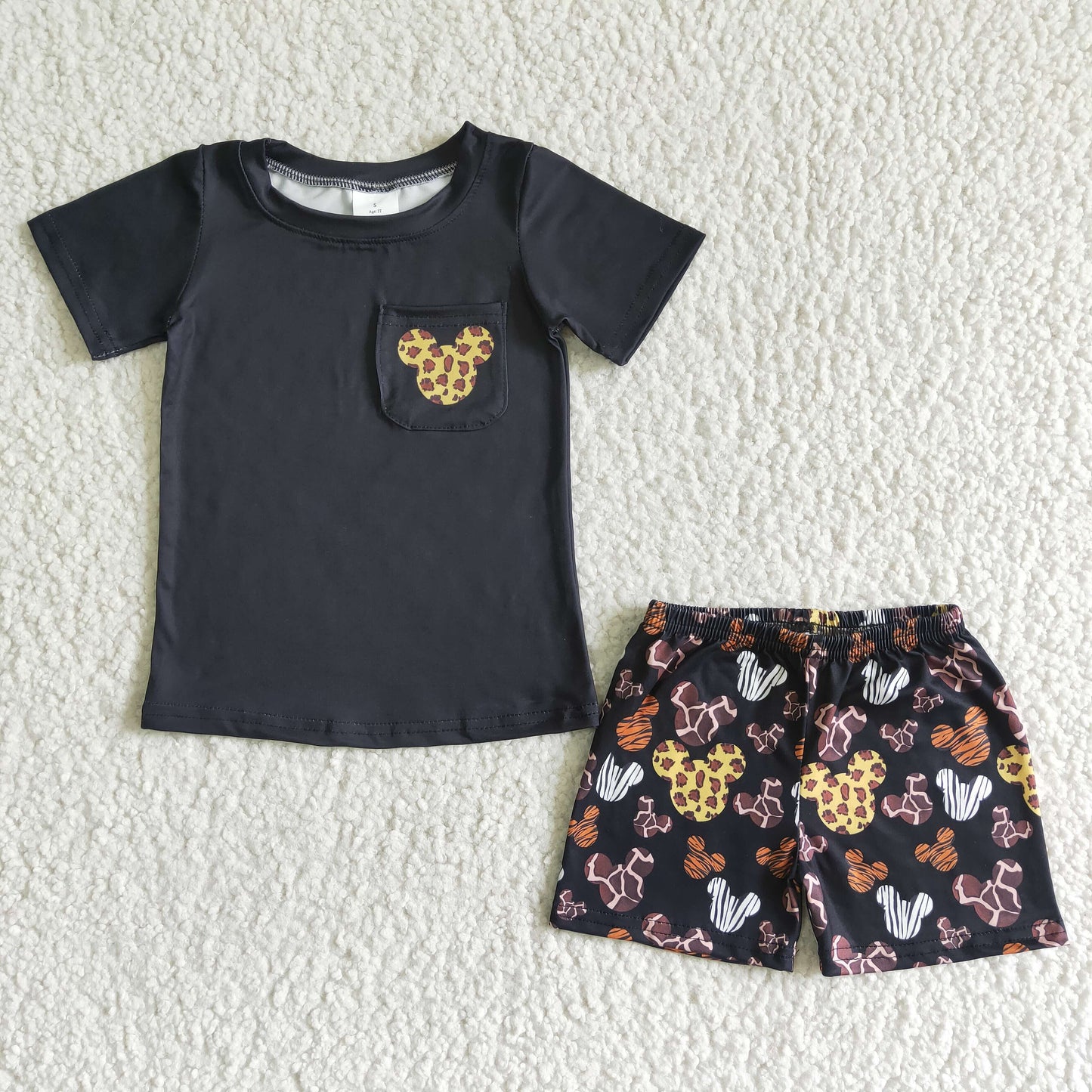 Animal print mouse boy summer clothing set
