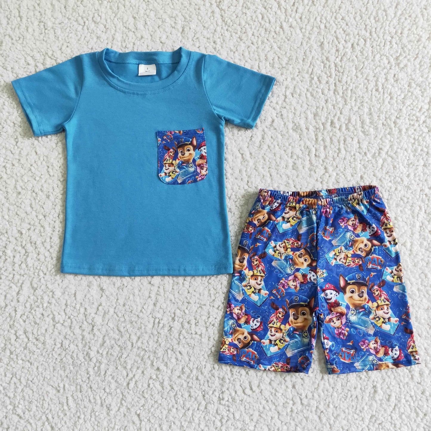 Short sleeve pocket dog shirt baby boy cute summer clothes