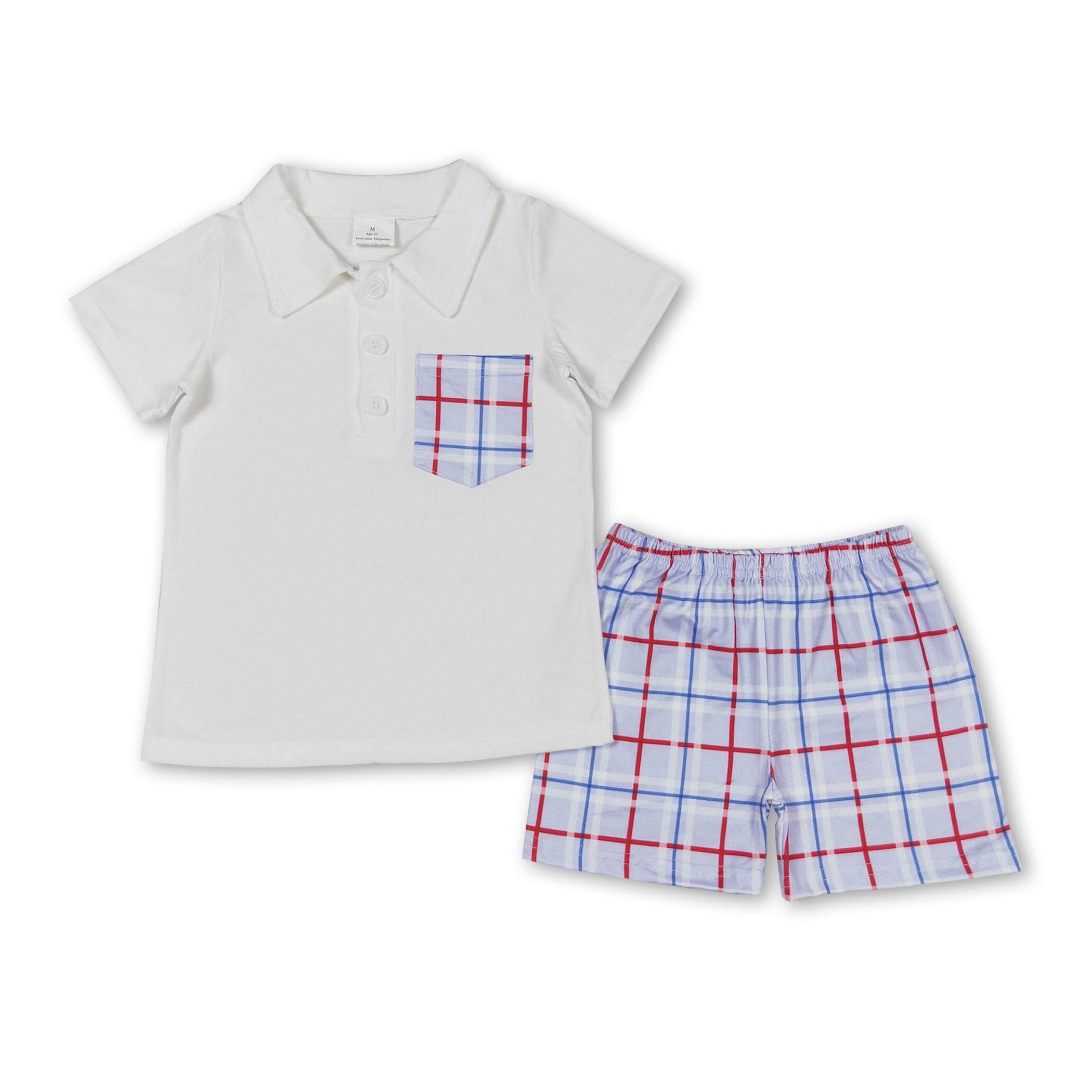 Logan Printed Boys Short Set - White main image 1