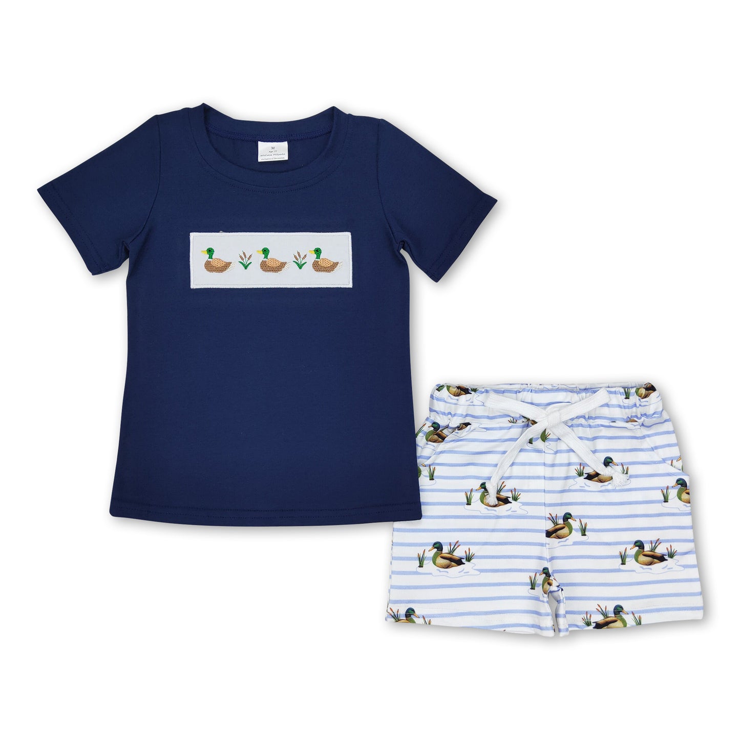 Short sleeves duck top stripe shorts kids boys clothing ship from US