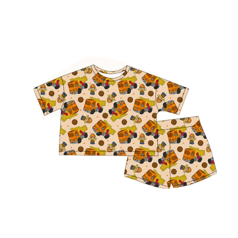 Short sleeves constructions top shorts kids boys clothes