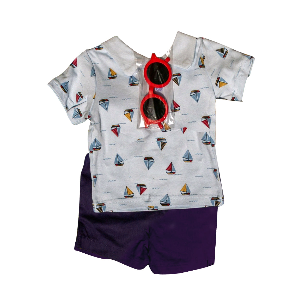 Short sleeves boat top navy shorts boys clothing set