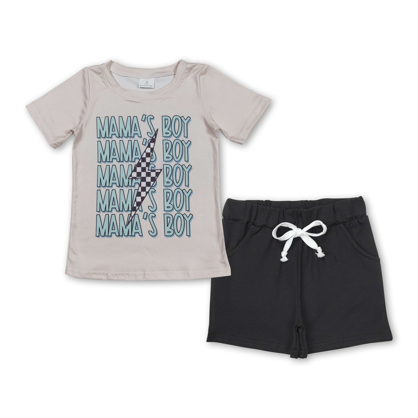Mama's boy thunder top black shorts kids clothes