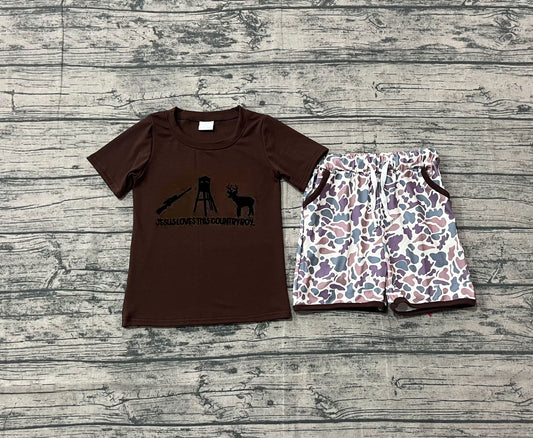 Jesus love this country boy top camo shorts kids outfits