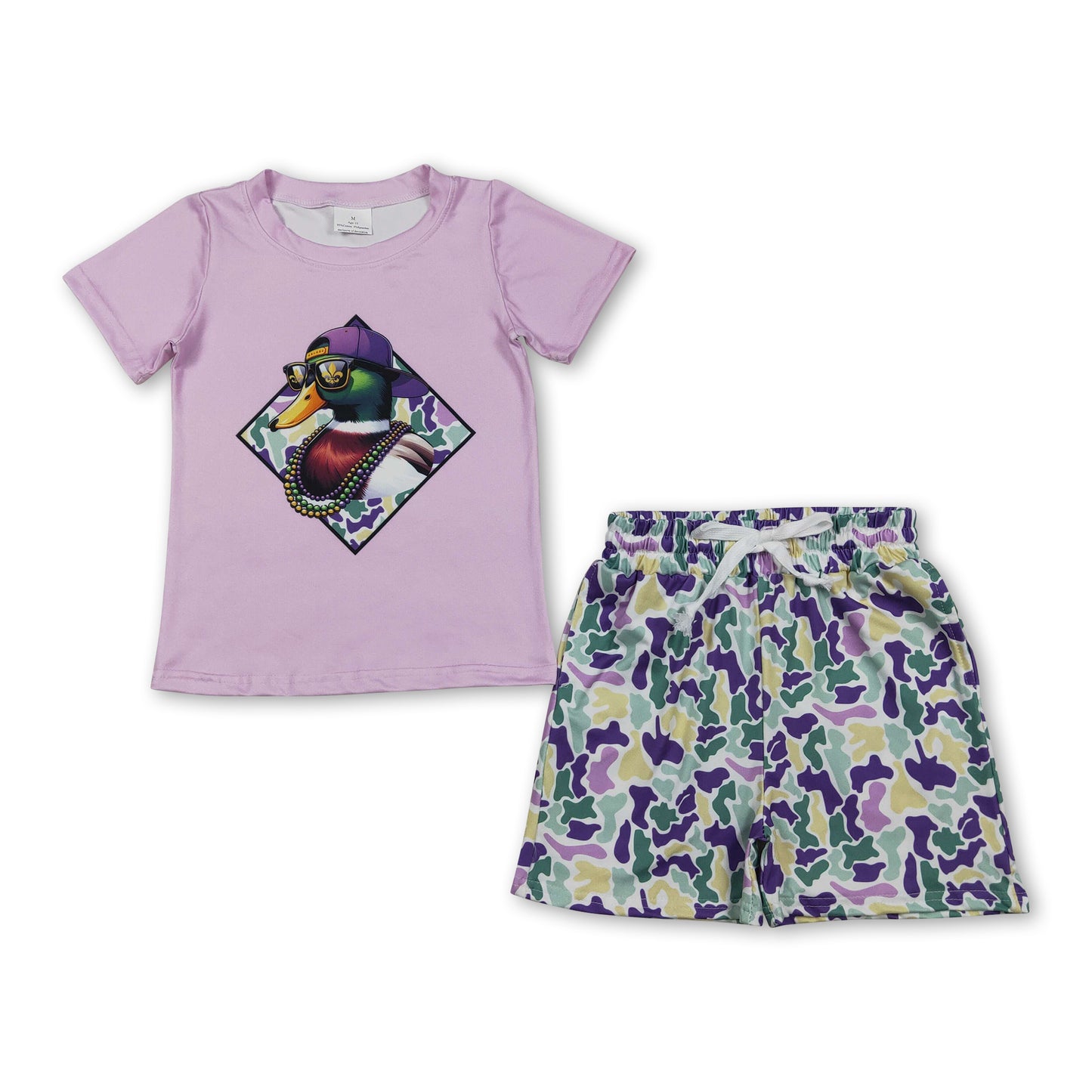 Purple camo duck top camo shorts boy Mardi Gras outfits