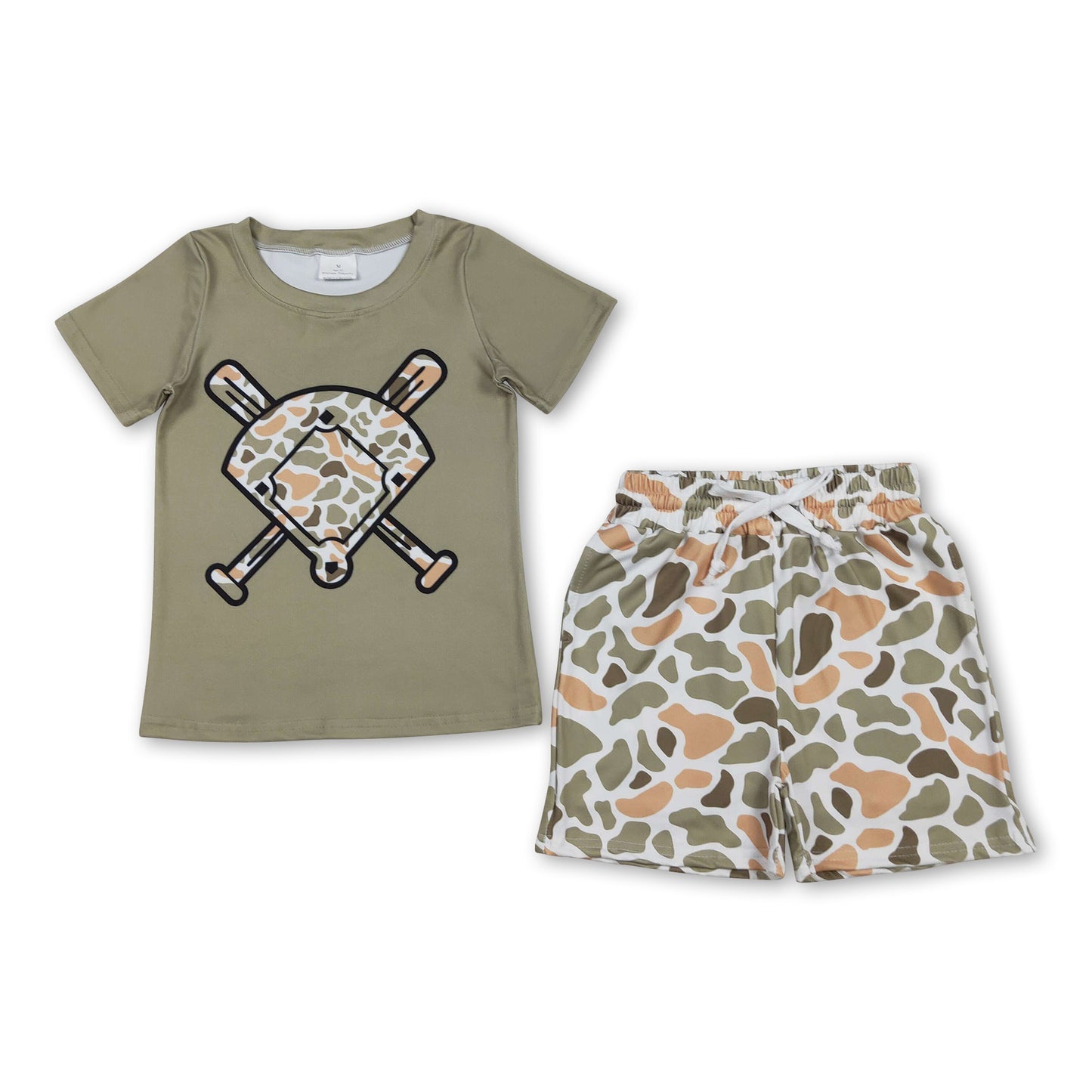 Short sleeves green camo golf top shorts toddler boys outfits
