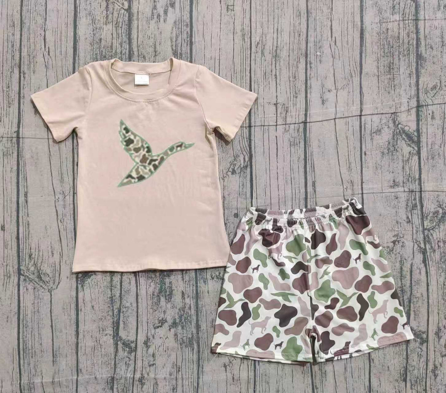 Short sleeves camo duck top shorts kids boys outfits