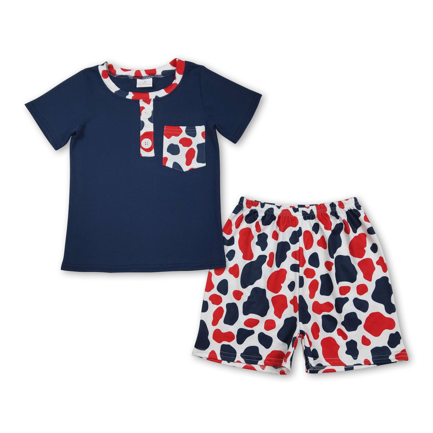 Short sleeves navy top camo shorts boys 4th of july outfits