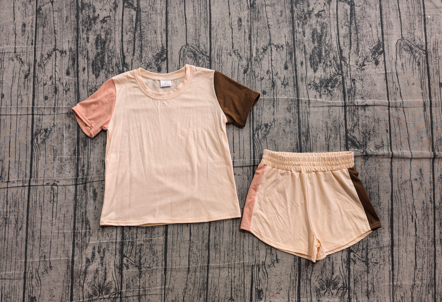 Short sleeves cotton patchwork top shorts kids summer outfits