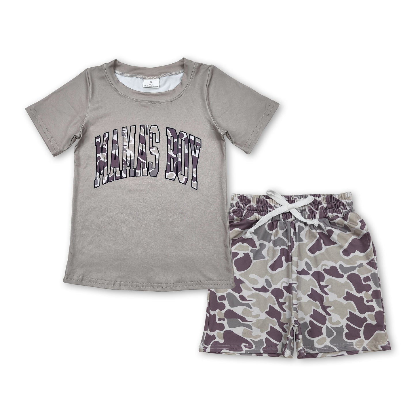 Short sleeves mama's boy top camo shorts kids clothing