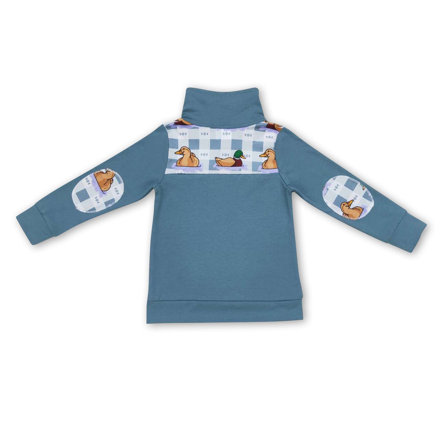 Plaid duck long sleeves kids boy zipper pullover