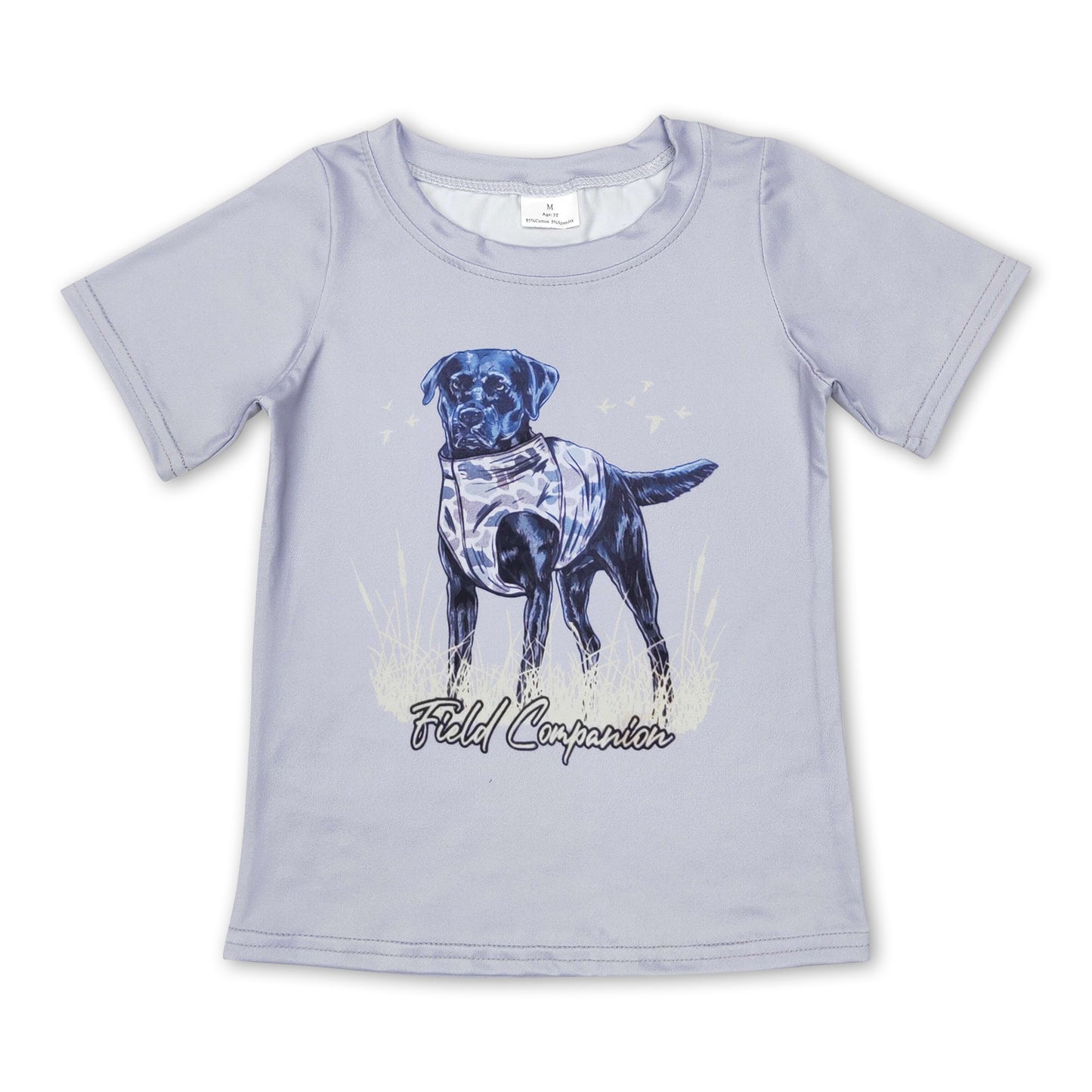 Grey short sleeves camo dog boy shirt