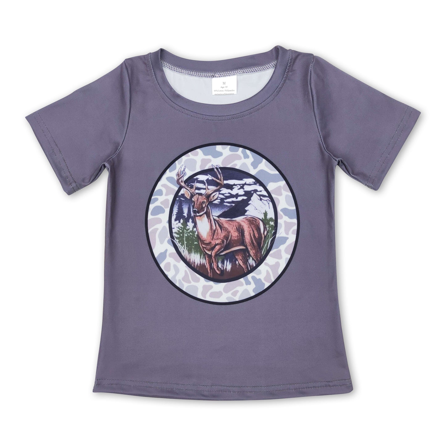 Short sleeves camo deer kids boy shirt