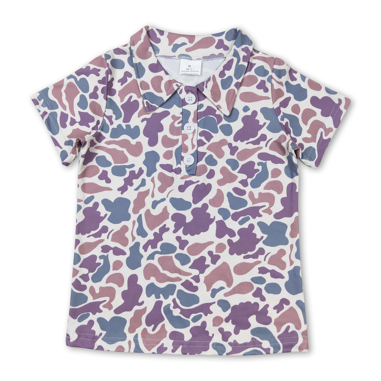 Short sleeves green camo kids boys summer polo shirt