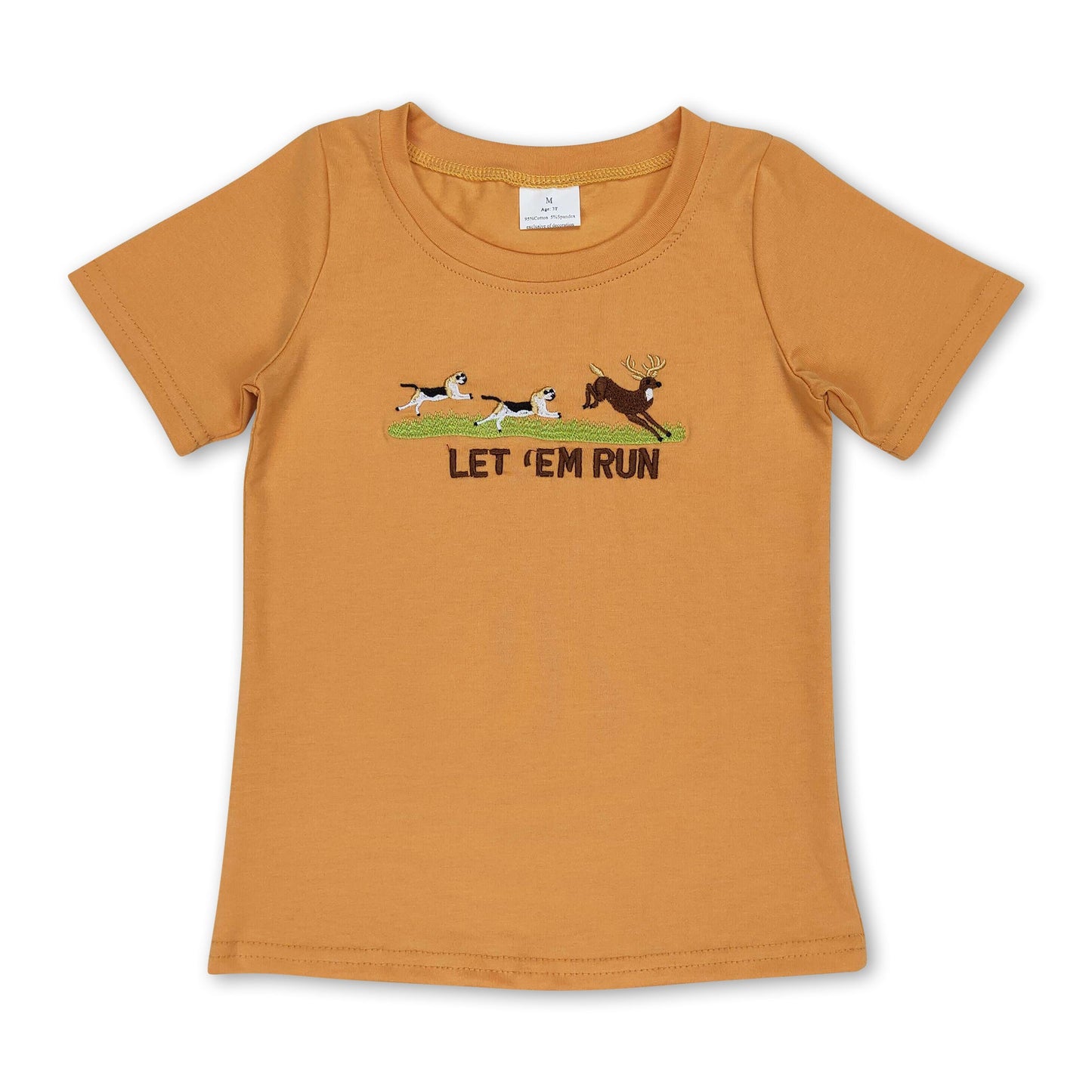 Short sleeves let 'em run deer baby boys shirt