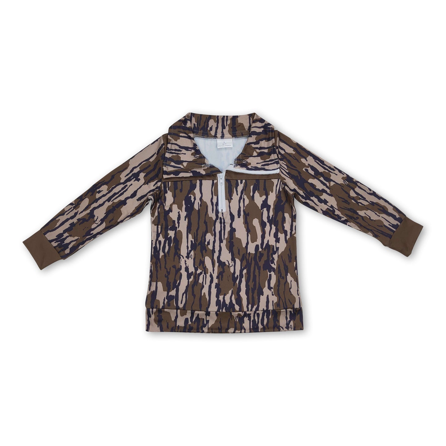 Long sleeves camo kids boys zipper pullover