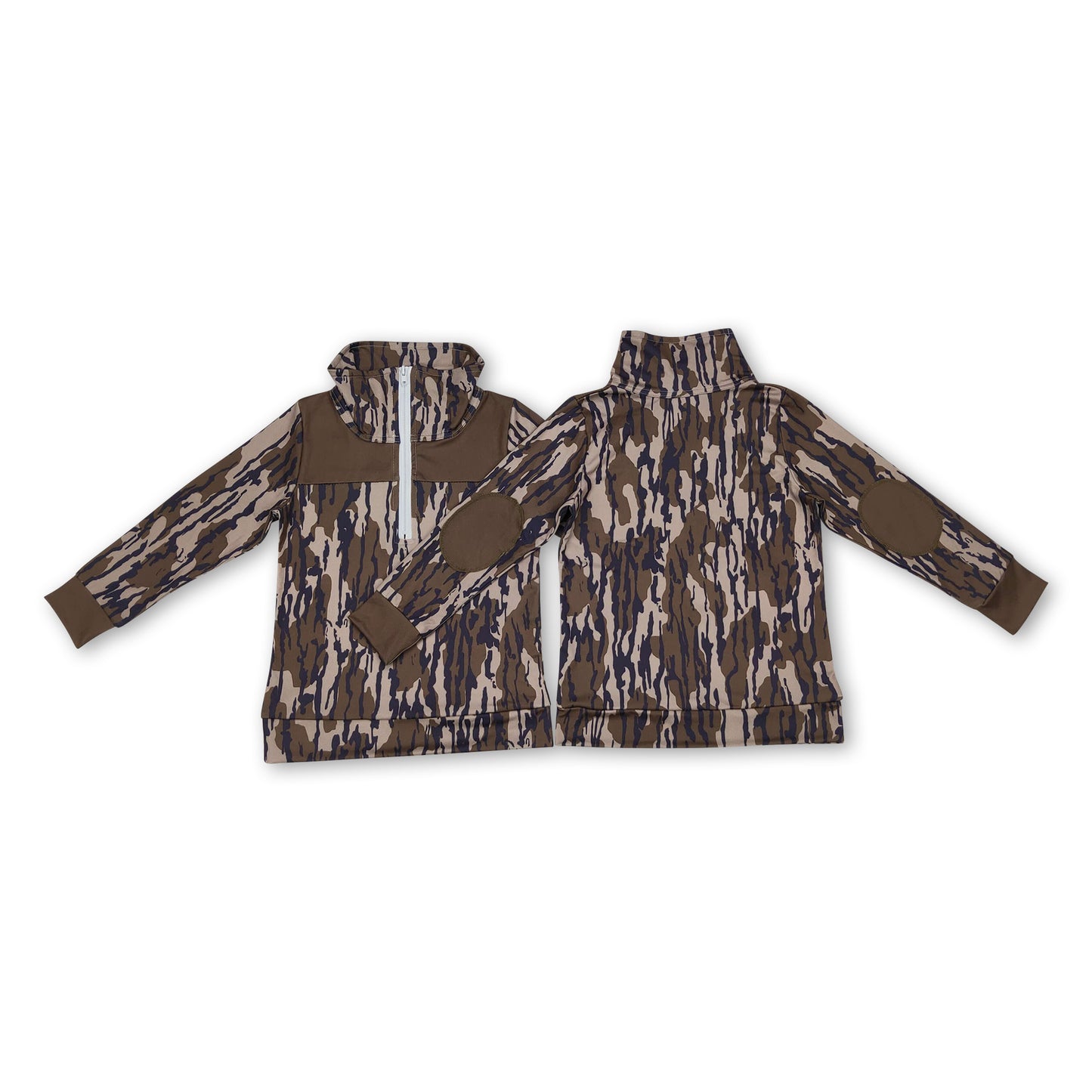 Long sleeves camo kids boys zipper pullover