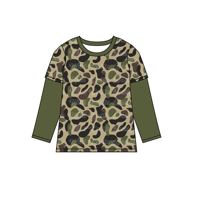 Olive long sleeves camo kids boys shirt