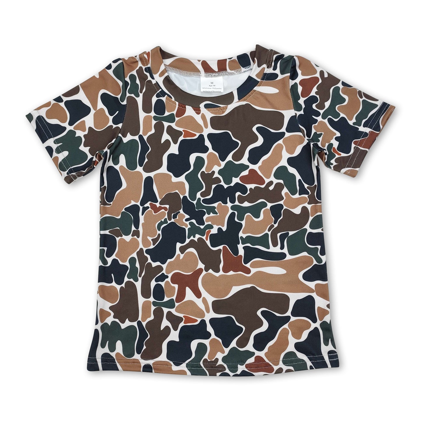 Brown camo short sleeves kids boys shirt