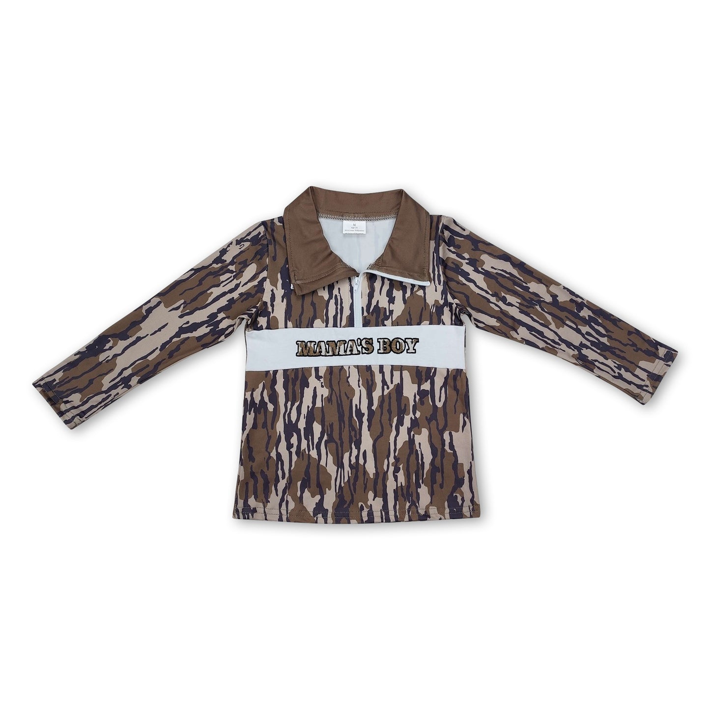 Long sleeves camo mama's boy kids zip pullover