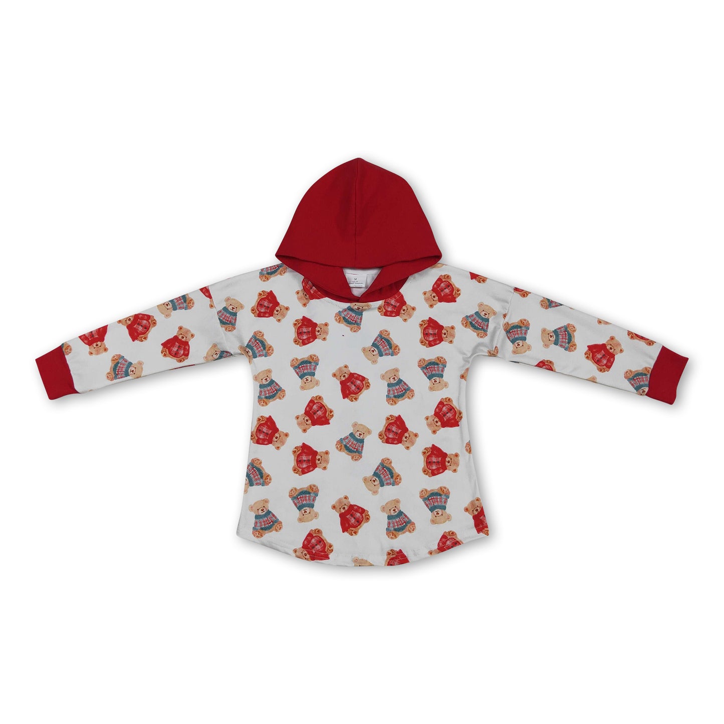 Red long sleeves bear children hoodie