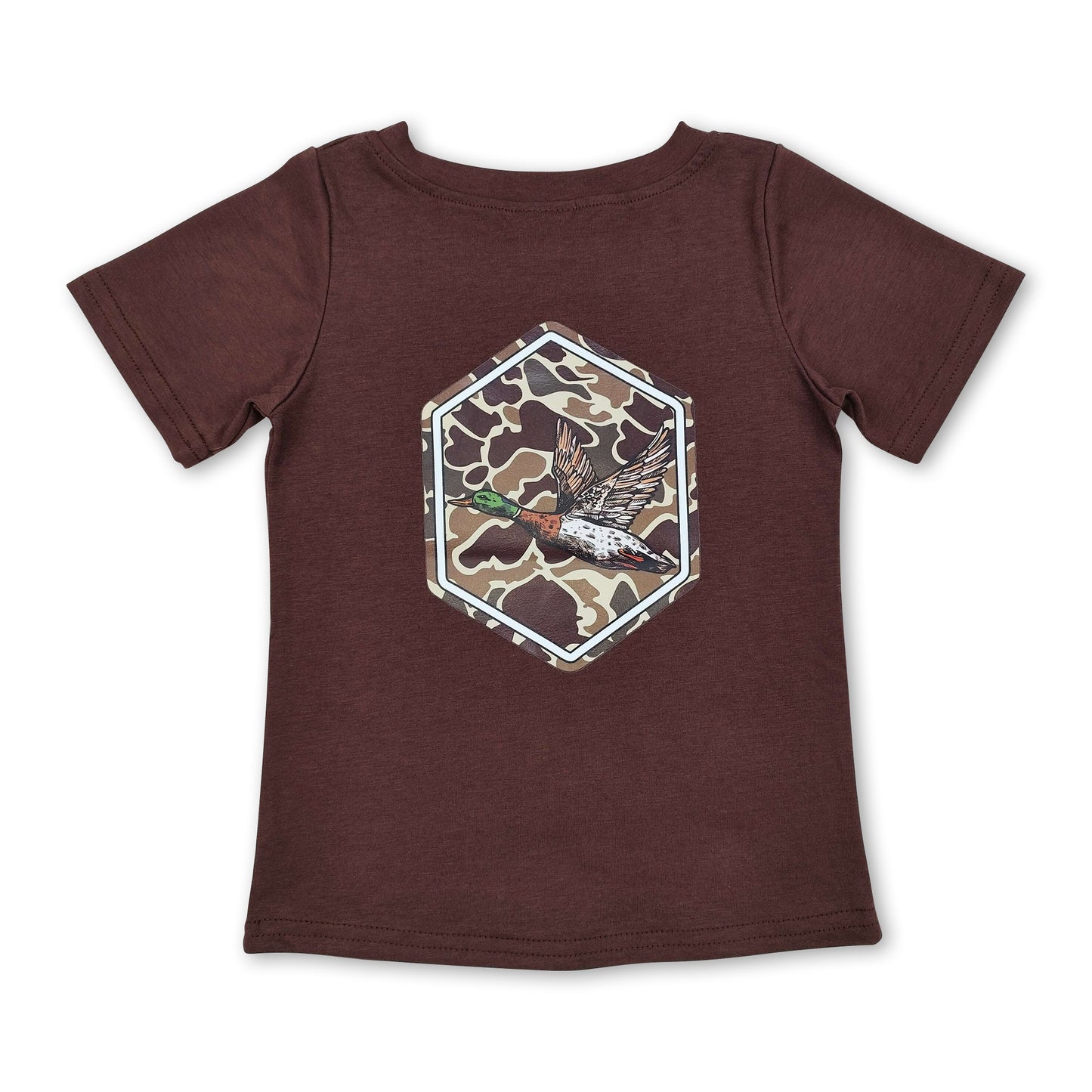 Short sleeves brown camo duck kids boys shirt ship from US