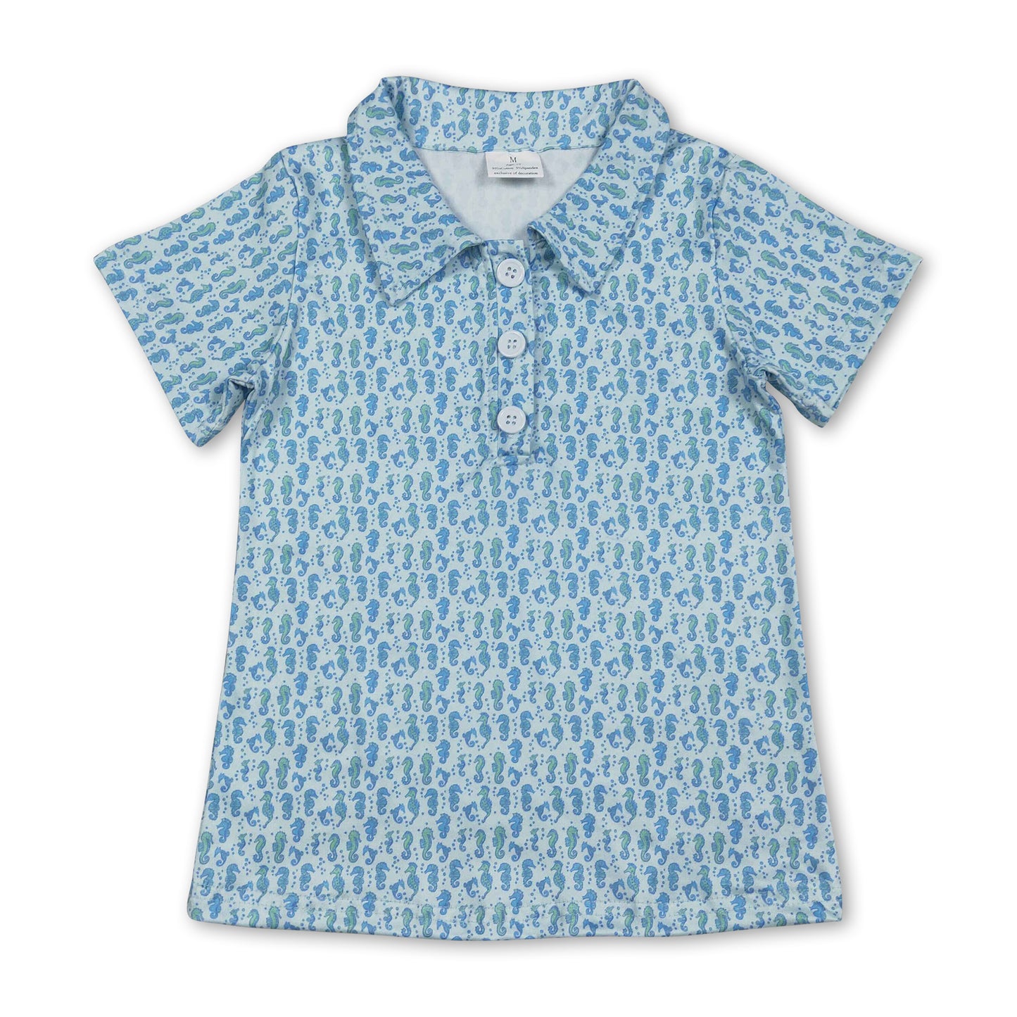 Short sleeves seahorse kids boys summer button down shirt