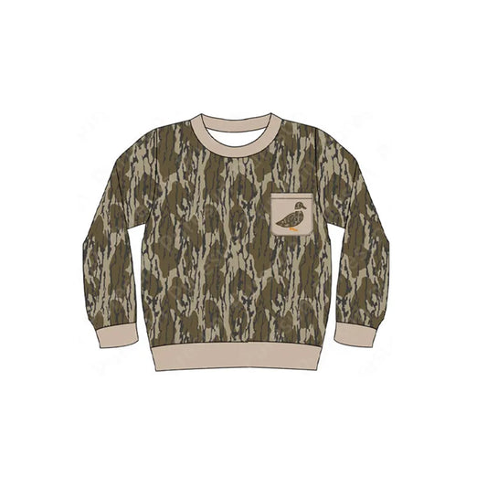 Duck pocket camo long sleeves kids boys shirt