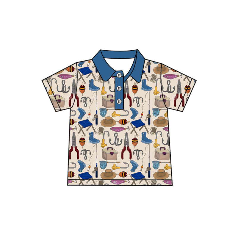 Short sleeves fishing kids boys summer polo shirt